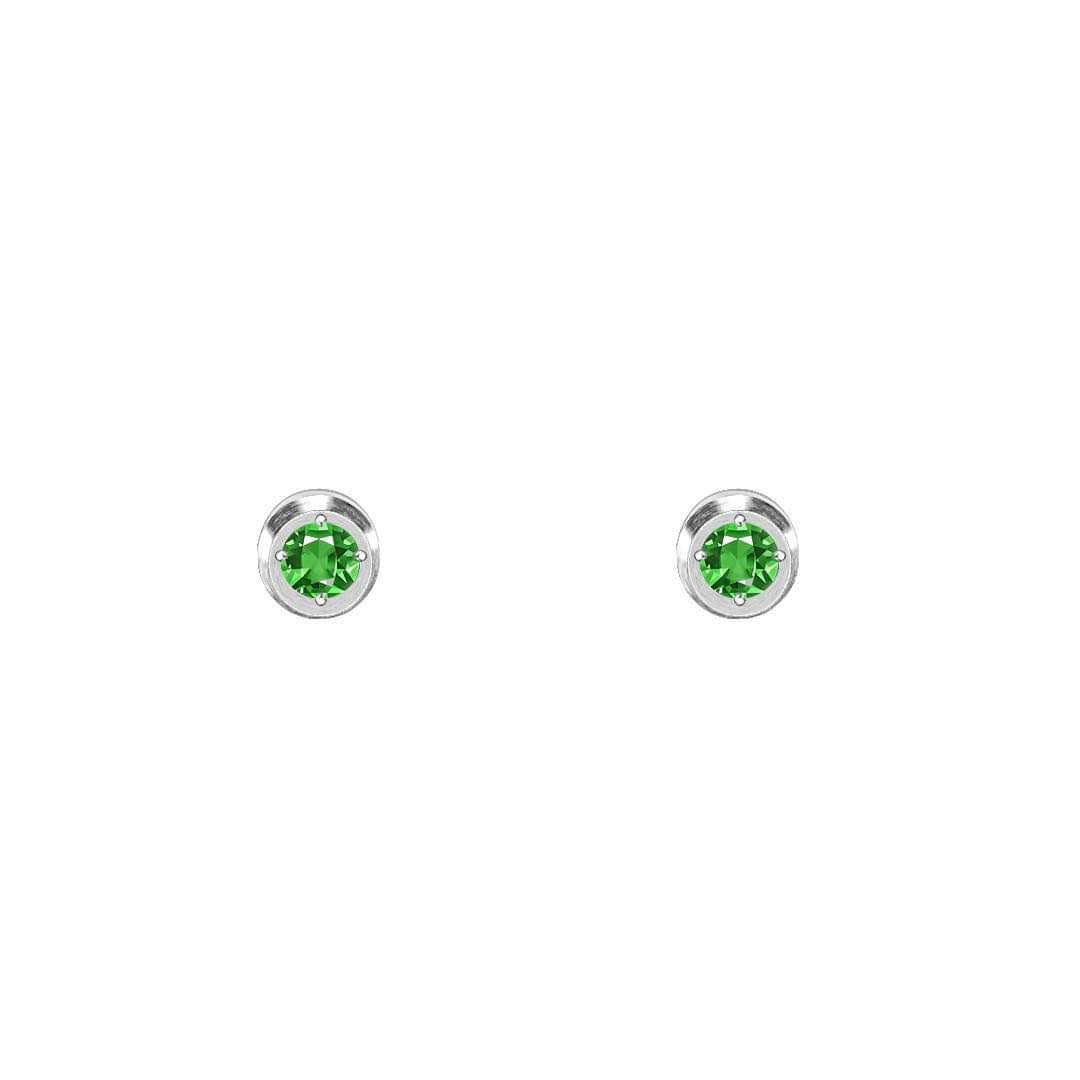 ER002WGR B.Tiff .05ct Green Pavé Solitaire Stud Earrings - PBNJ FASHIONS