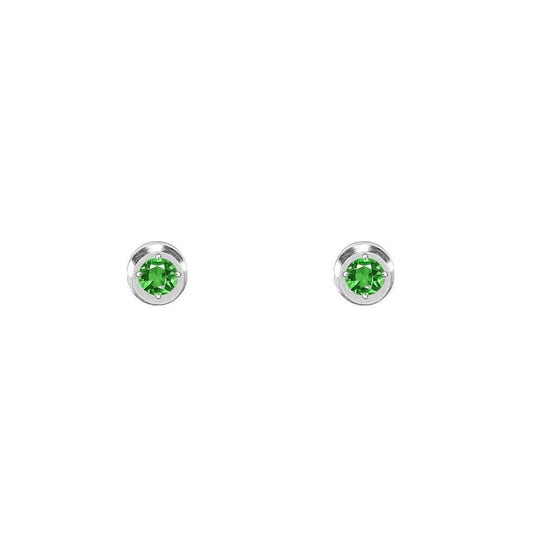 ER002WGR B.Tiff .05ct Green Pavé Solitaire Stud Earrings - PBNJ FASHIONS