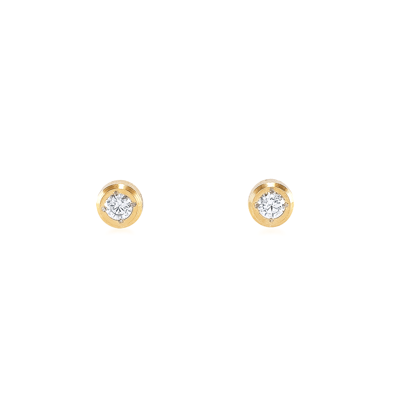 ER002G B.Tiff .05ct Gold Pavé Solitaire Stud Earrings - PBNJ FASHIONS