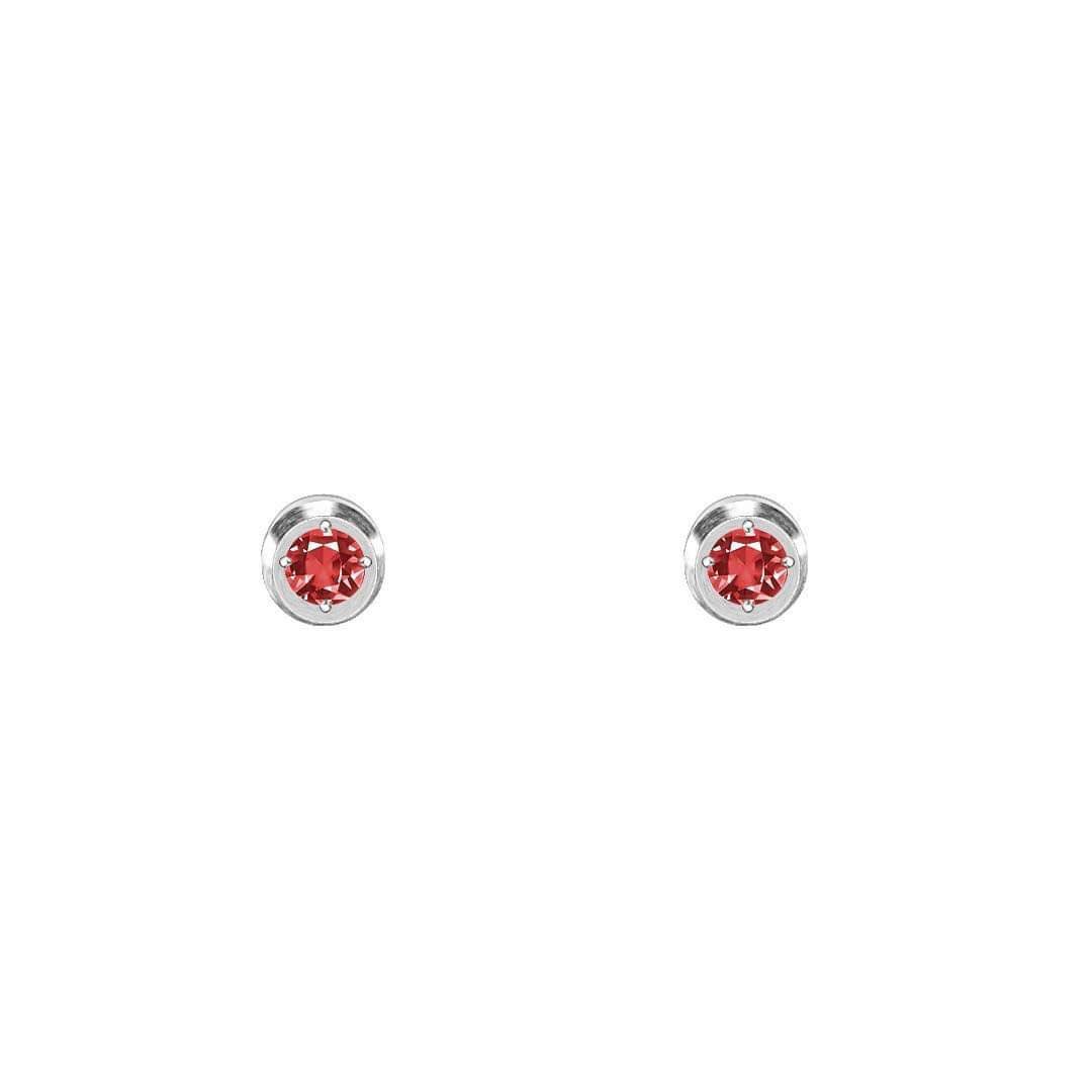ER002WR B.Tiff .05ct Red Pavé Solitaire Stud Earrings - PBNJ FASHIONS