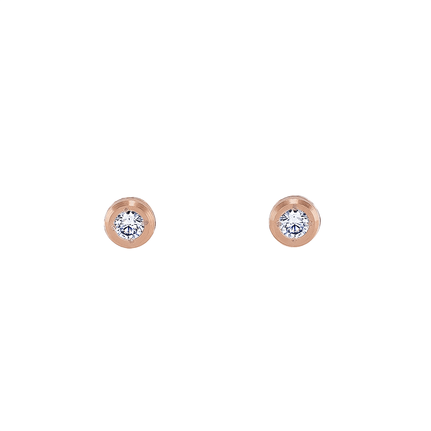 ER002RG B.Tiff .05ct Rose Gold Pavé Solitaire Stud Earrings - PBNJ FASHIONS