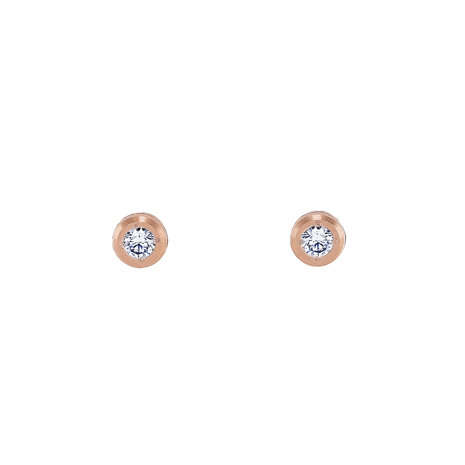 ER002RG B.Tiff .05ct Rose Gold Pavé Solitaire Stud Earrings - PBNJ FASHIONS