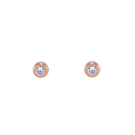 ER002RG B.Tiff .05ct Rose Gold Pavé Solitaire Stud Earrings - PBNJ FASHIONS