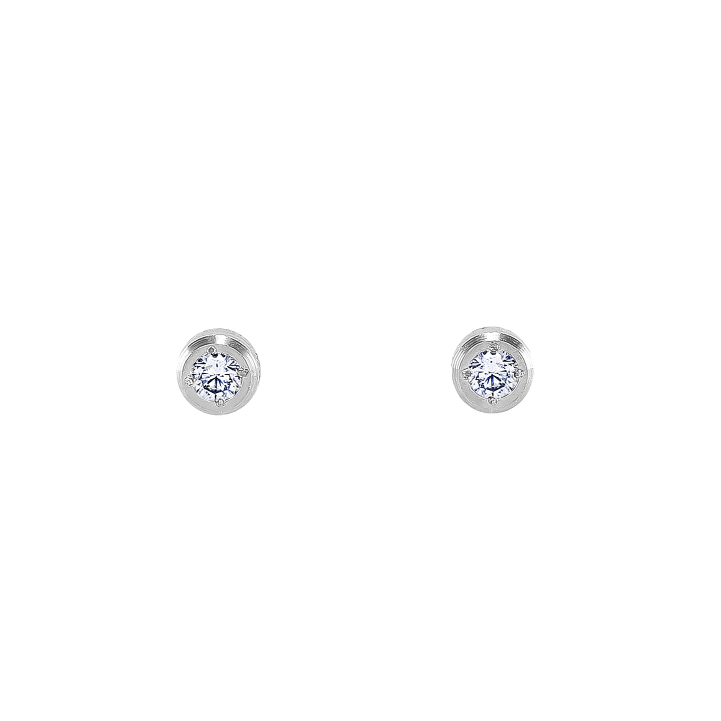 ER002W B.Tiff .05ct Pavé Solitaire Stud Earrings - PBNJ FASHIONS