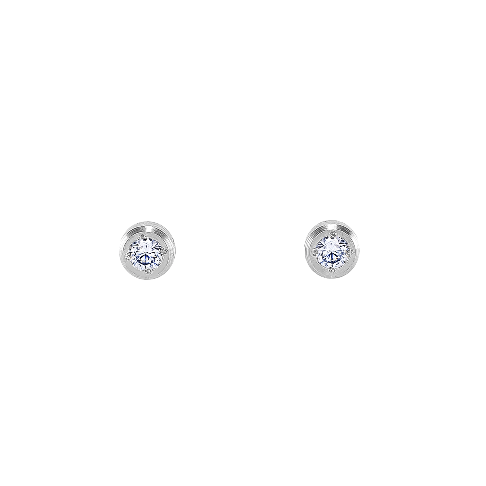 ER002W B.Tiff .05ct Pavé Solitaire Stud Earrings - PBNJ FASHIONS