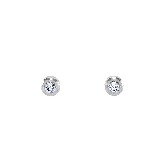 ER002W B.Tiff .05ct Pavé Solitaire Stud Earrings - PBNJ FASHIONS
