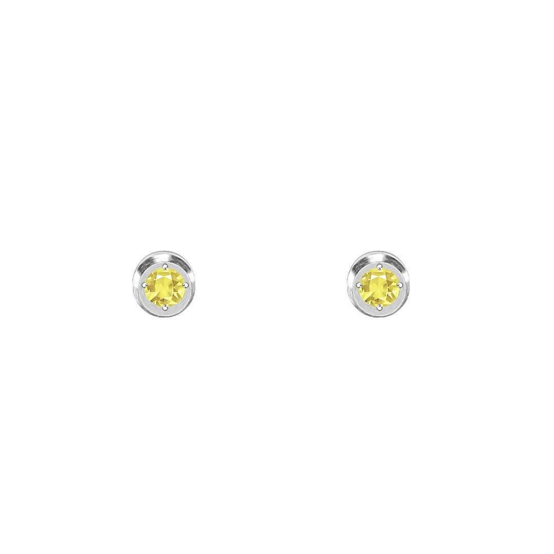 ER002WY B.Tiff .05ct Yellow Pavé Solitaire Stud Earrings - PBNJ FASHIONS