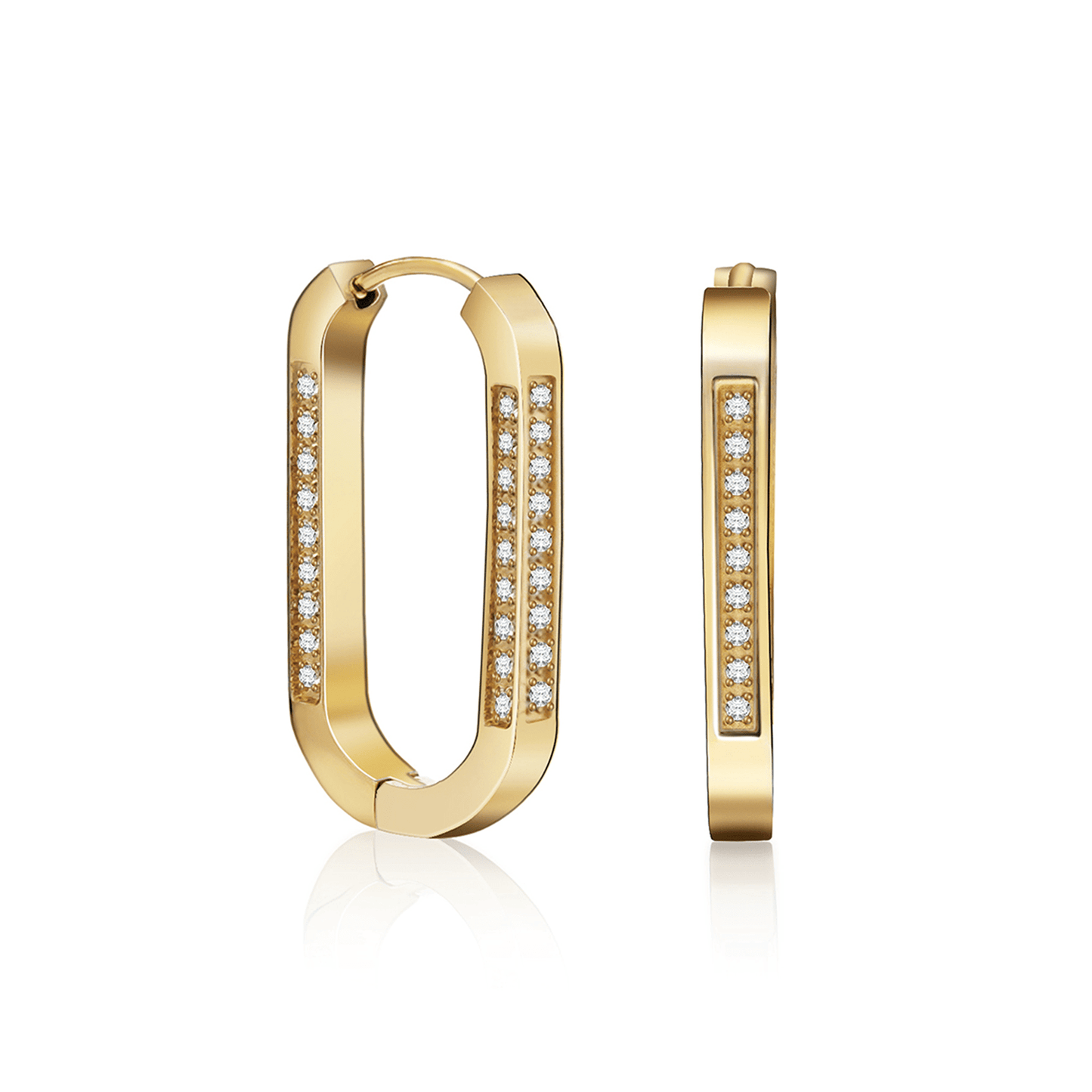 ER081G B.Tiff Gold Pavé Padlock Hoop Earrings - PBNJ FASHIONS