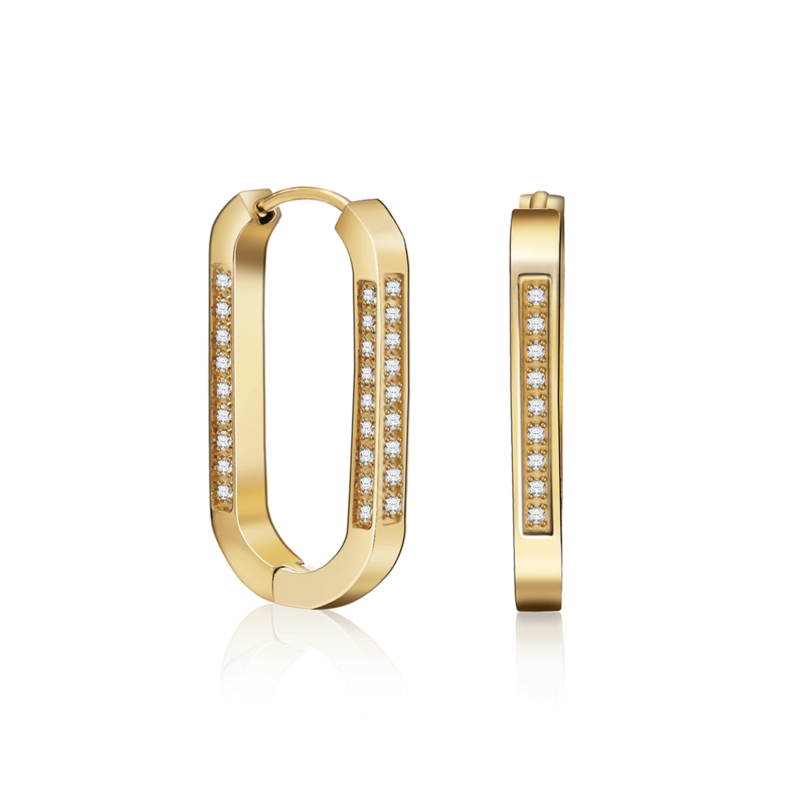 ER081G B.Tiff Gold Pavé Padlock Hoop Earrings - PBNJ FASHIONS