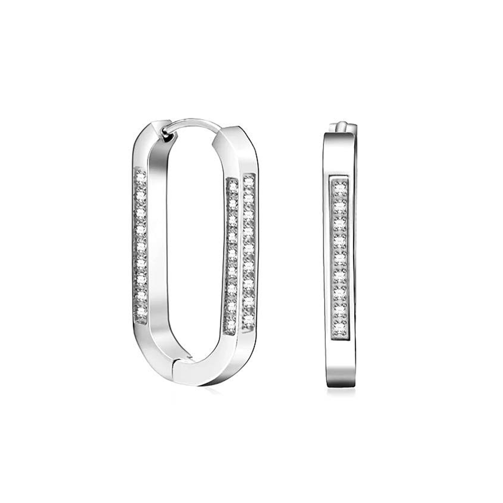 ER081W B.Tiff Pavé Padlock Hoop Earrings - PBNJ FASHIONS