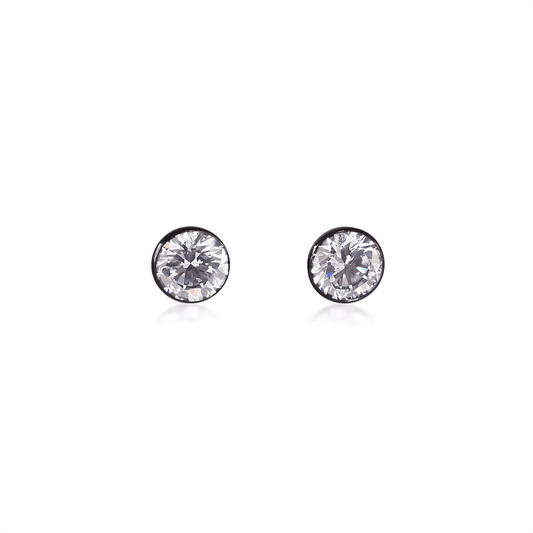 ER101B B.Tiff Black 1 ct Solitaire Stud Earrings - PBNJ FASHIONS