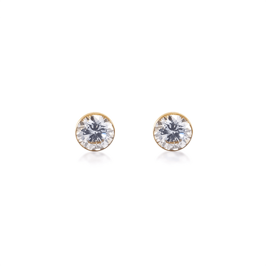 ER101G B.Tiff Gold 1 ct Solitaire Stud Earrings - PBNJ FASHIONS