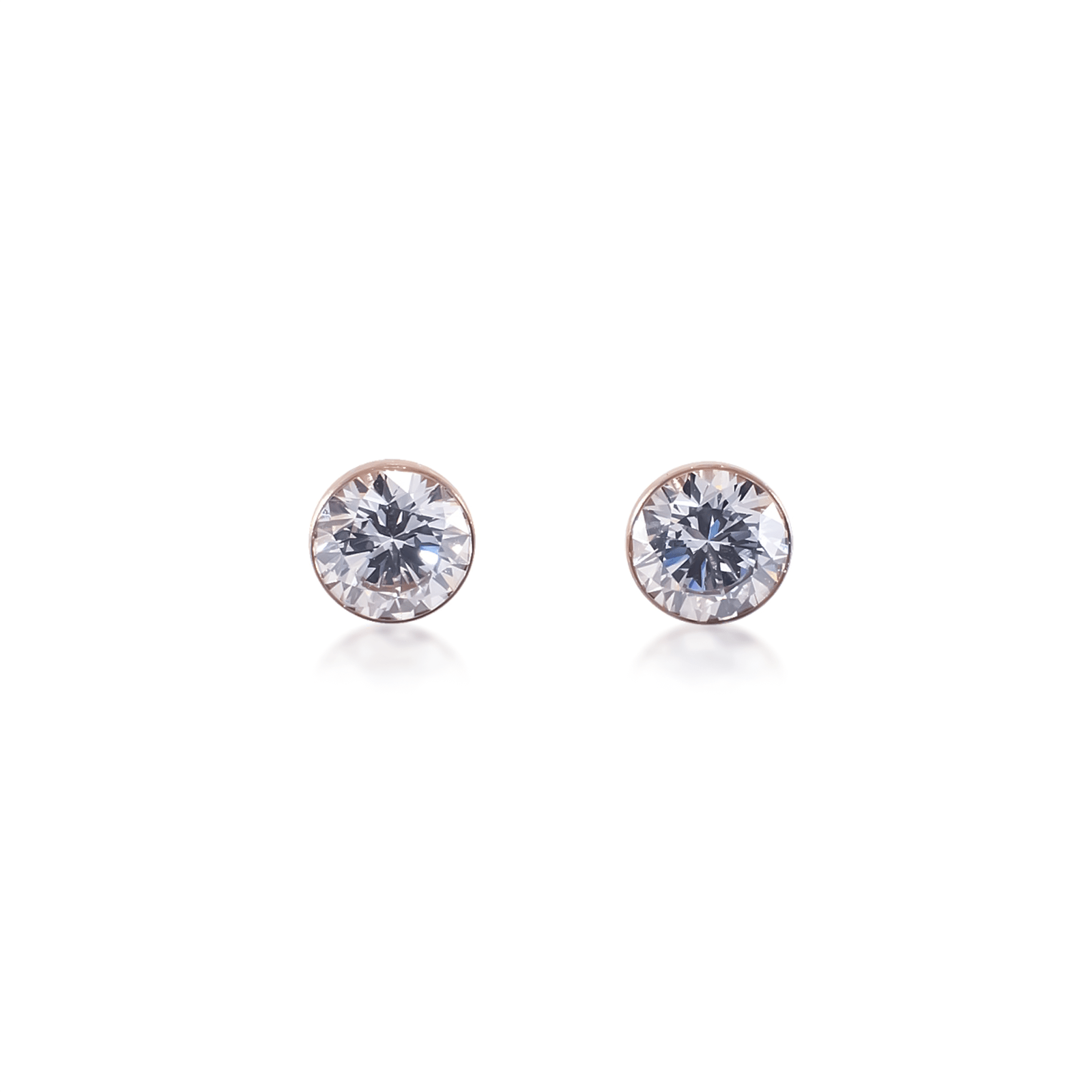 ER101RG B.Tiff Rose Gold 1 ct Solitaire Stud Earrings - PBNJ FASHIONS