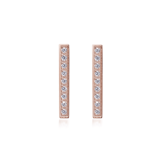 ER107RG B.Tiff Rose Gold 9 - Stone Short Bar Earrings - PBNJ FASHIONS