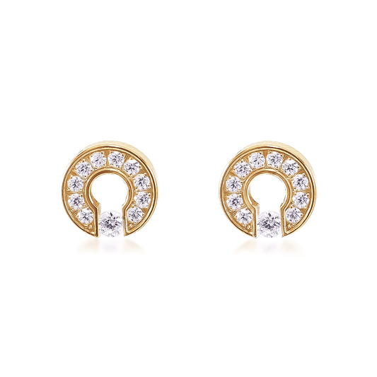 ER118G B.Tiff Gold Pavé Barrel Earrings - PBNJ FASHIONS