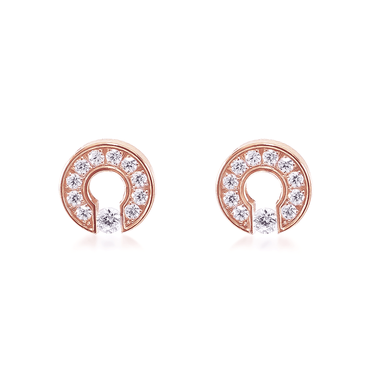 ER118RG B.Tiff Rose Gold Pavé Barrel Earrings - PBNJ FASHIONS