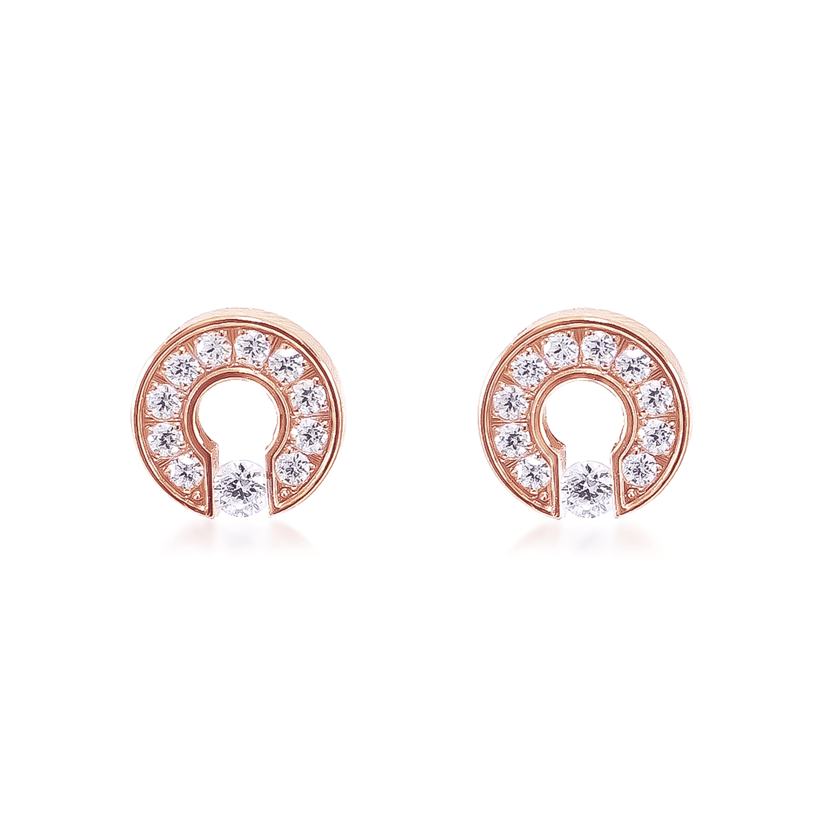 ER118RG B.Tiff Rose Gold Pavé Barrel Earrings - PBNJ FASHIONS