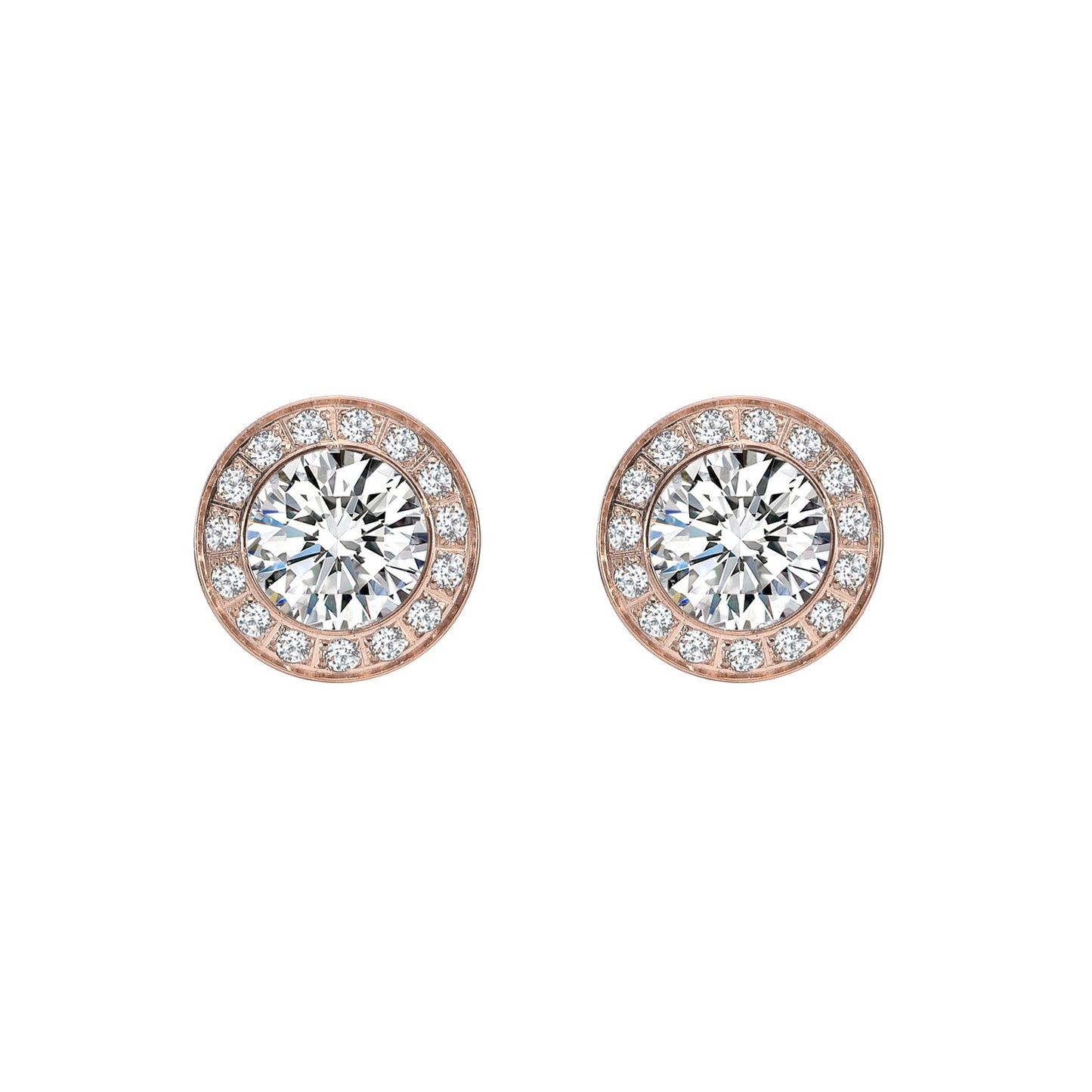 ER125RG B.Tiff Rose Gold Pavé 1 ct Aŭreolo Earrings - PBNJ FASHIONS