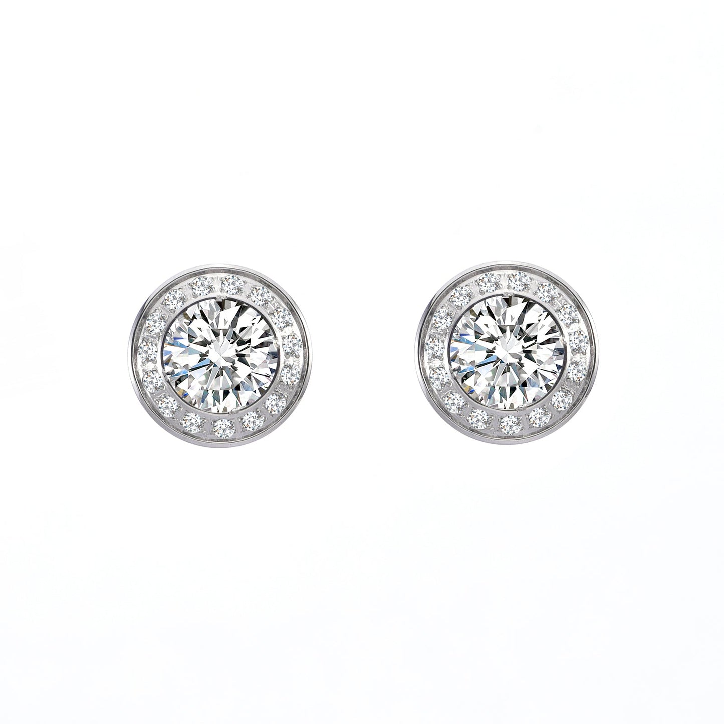 ER125W B.Tiff Pavé 1 ct Aŭreolo Earrings - PBNJ FASHIONS