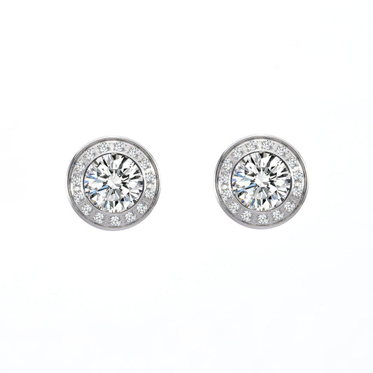 ER125W B.Tiff Pavé 1 ct Aŭreolo Earrings - PBNJ FASHIONS