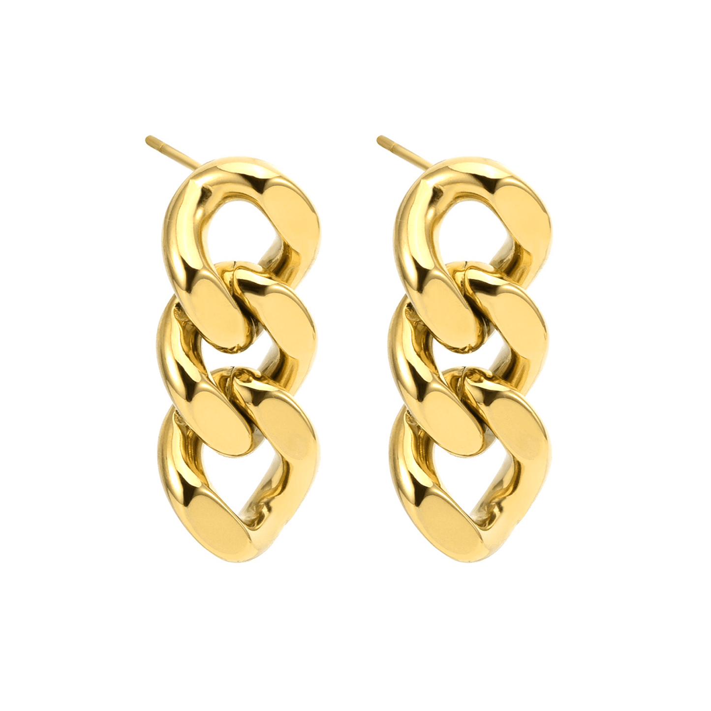 ER160G B.Tiff High Polish Gold Cuban Link Earrings - PBNJ FASHIONS