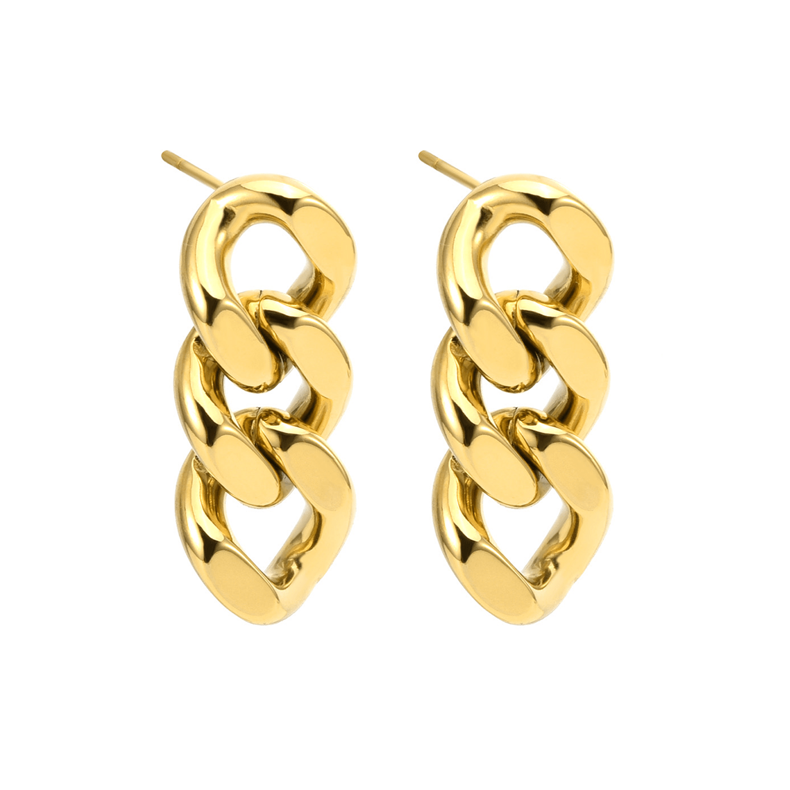 ER160G B.Tiff High Polish Gold Cuban Link Earrings - PBNJ FASHIONS