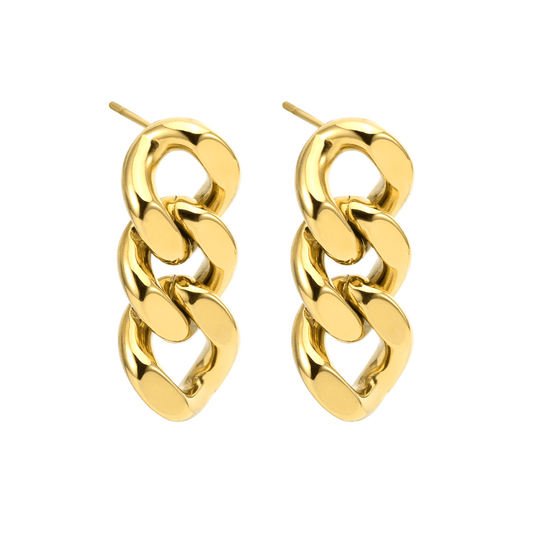 ER160G B.Tiff High Polish Gold Cuban Link Earrings - PBNJ FASHIONS
