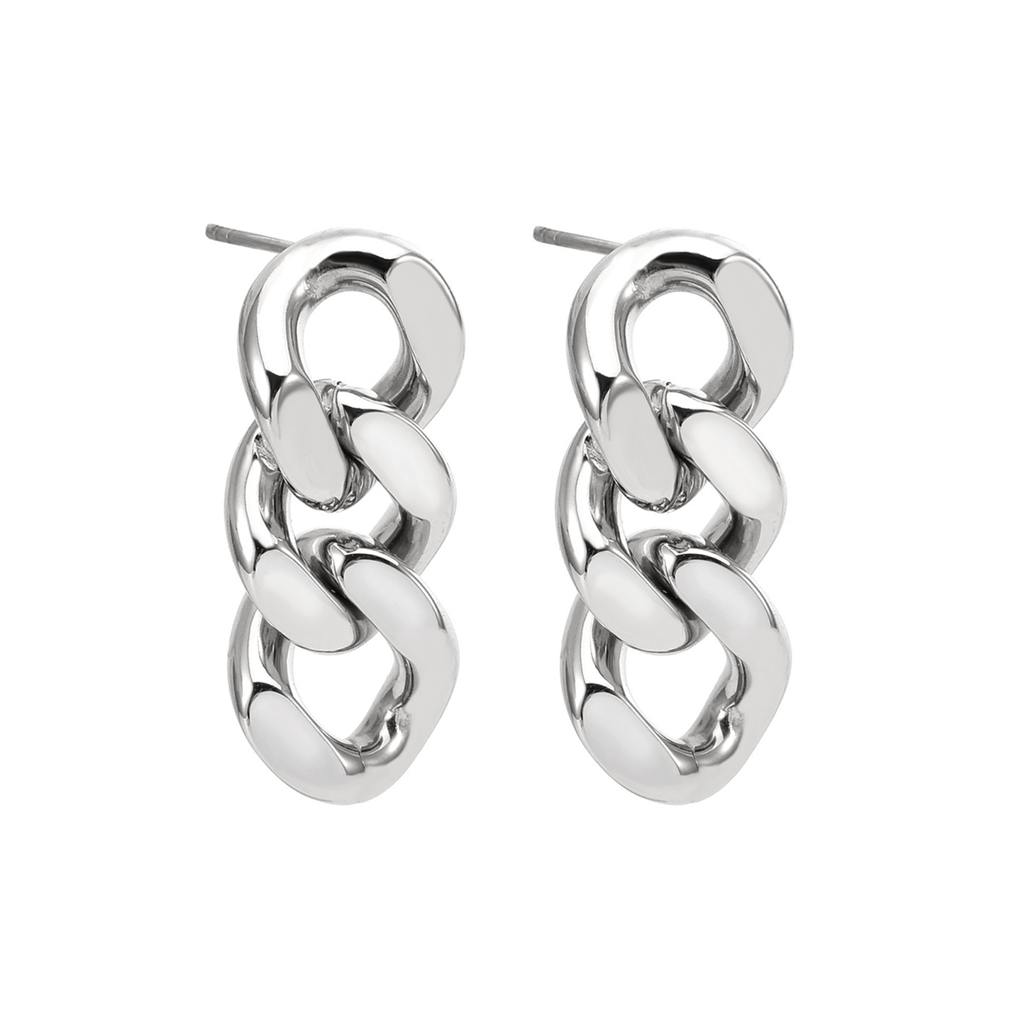 ER160W B.Tiff High Polish Cuban Link Earrings - PBNJ FASHIONS