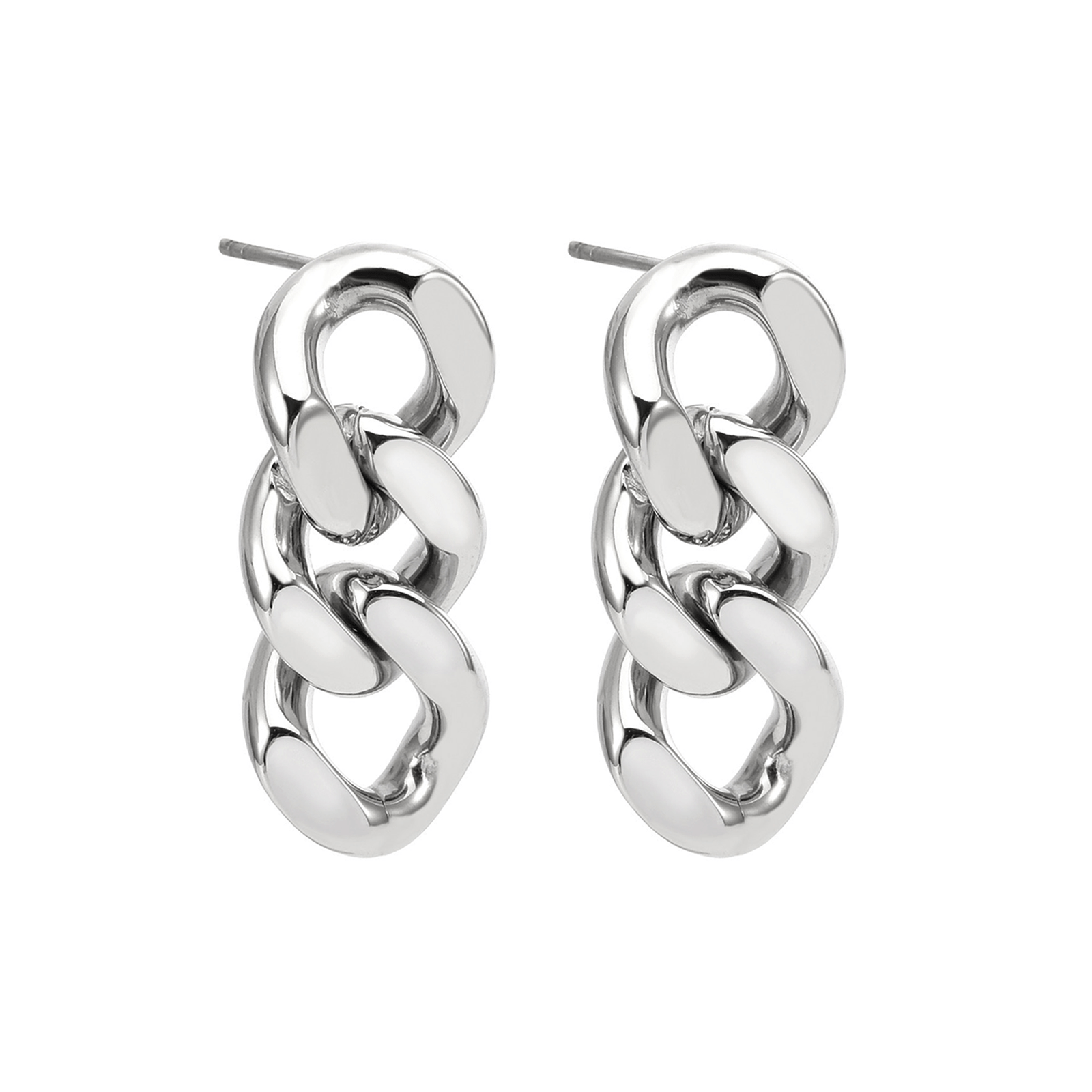 ER160W B.Tiff High Polish Cuban Link Earrings - PBNJ FASHIONS