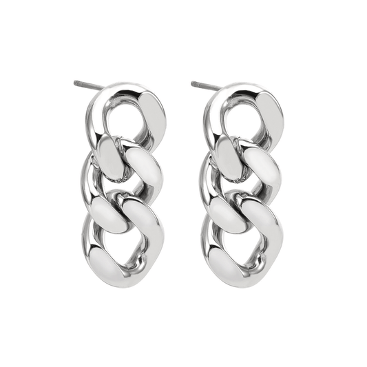 ER160W B.Tiff High Polish Cuban Link Earrings - PBNJ FASHIONS