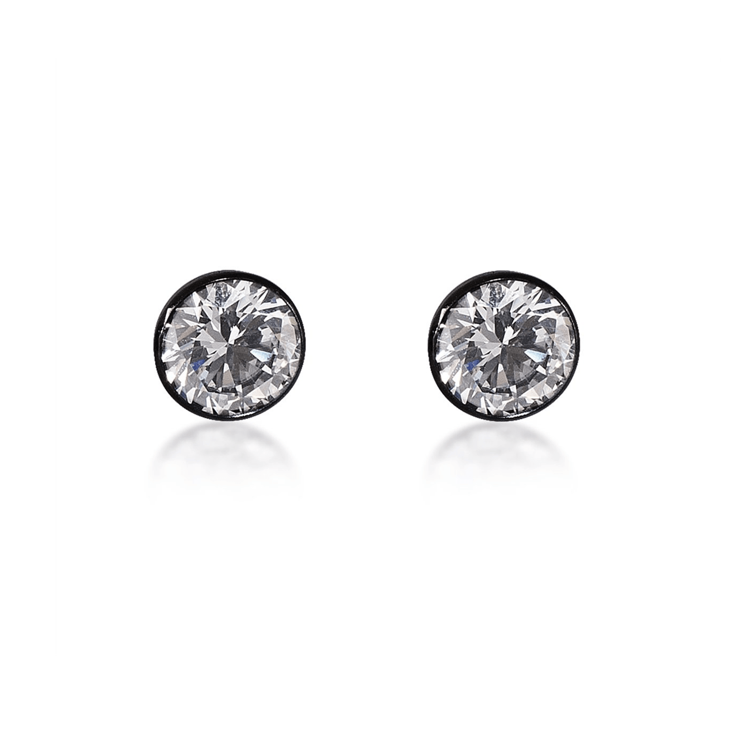 ER201B B.Tiff Black 2 ct Solitaire Stud Earrings - PBNJ FASHIONS