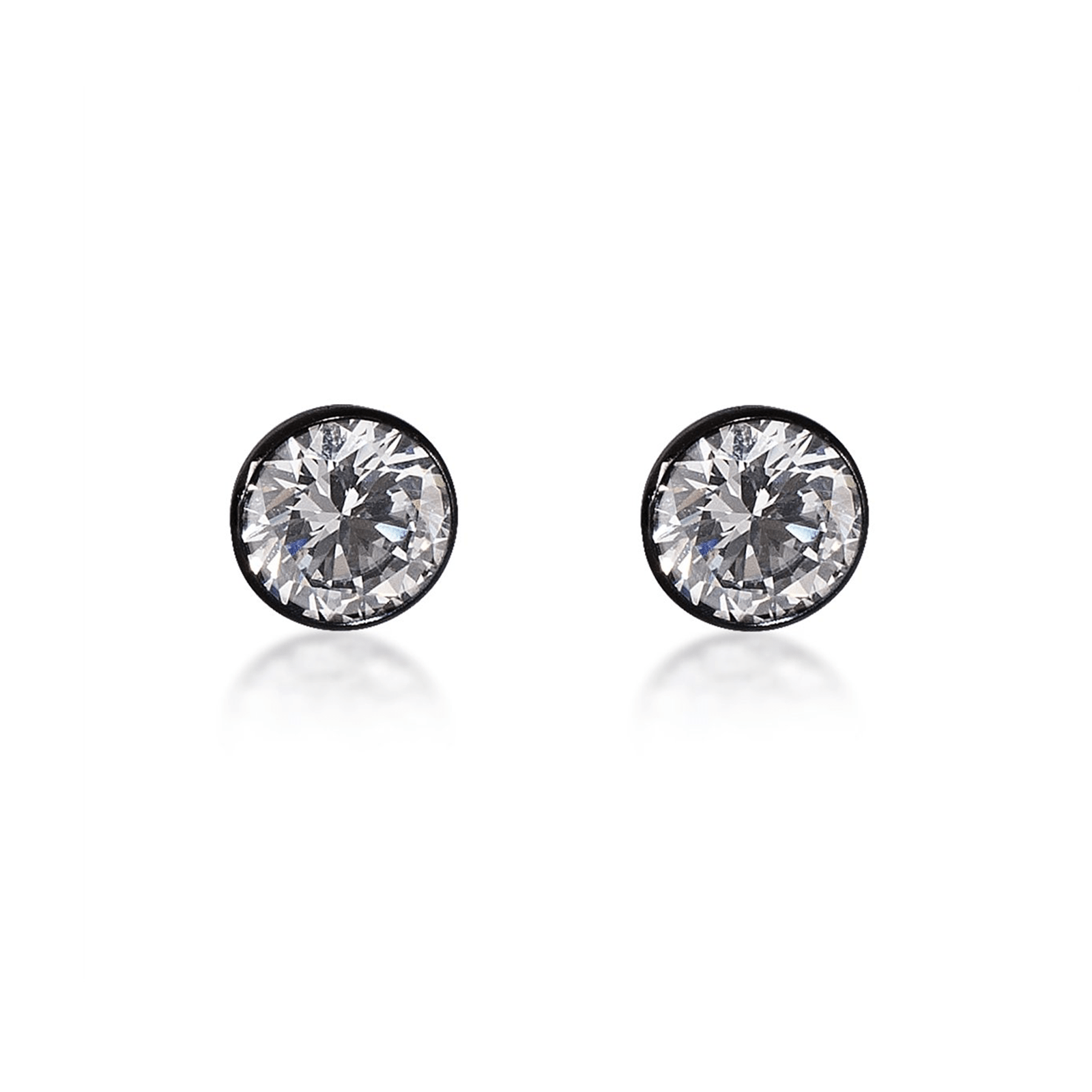 ER201B B.Tiff Black 2 ct Solitaire Stud Earrings - PBNJ FASHIONS