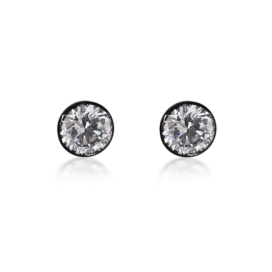 ER201B B.Tiff Black 2 ct Solitaire Stud Earrings - PBNJ FASHIONS