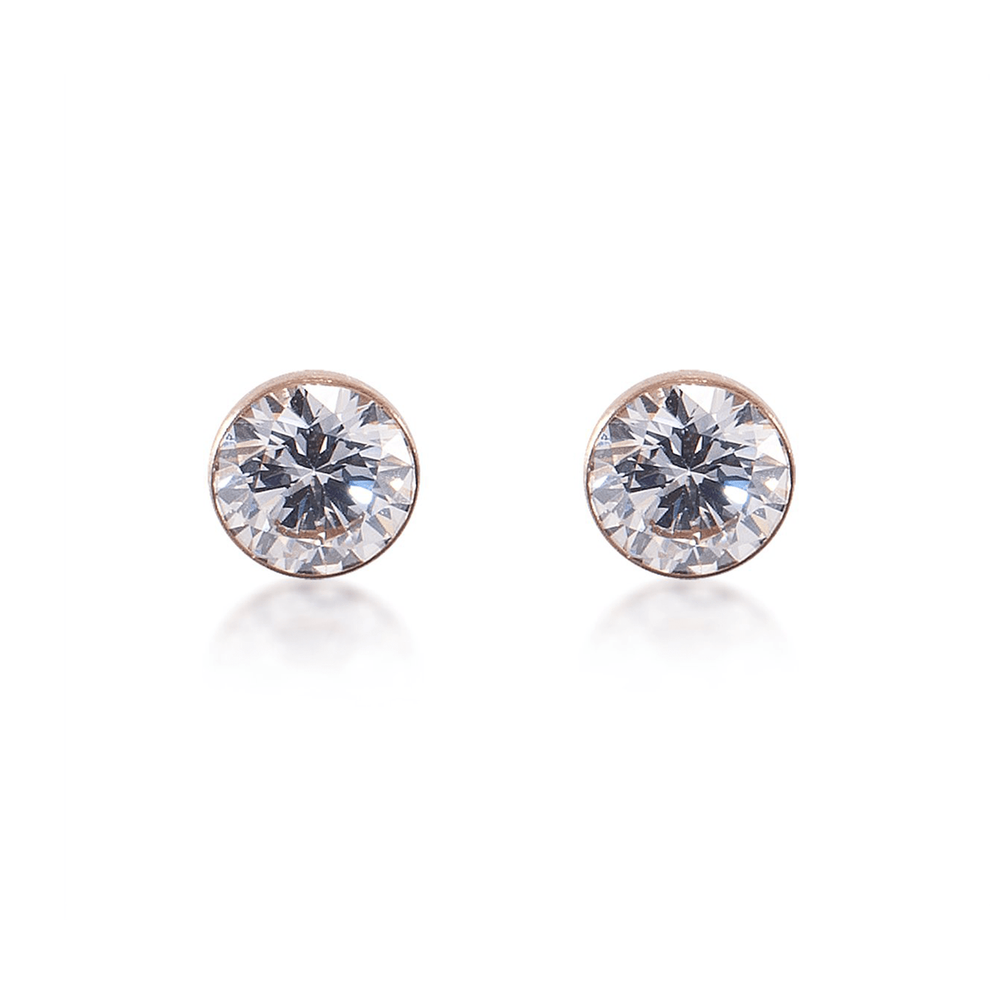 ER201RG B.Tiff Rose Gold 2 ct Solitaire Stud Earrings - PBNJ FASHIONS