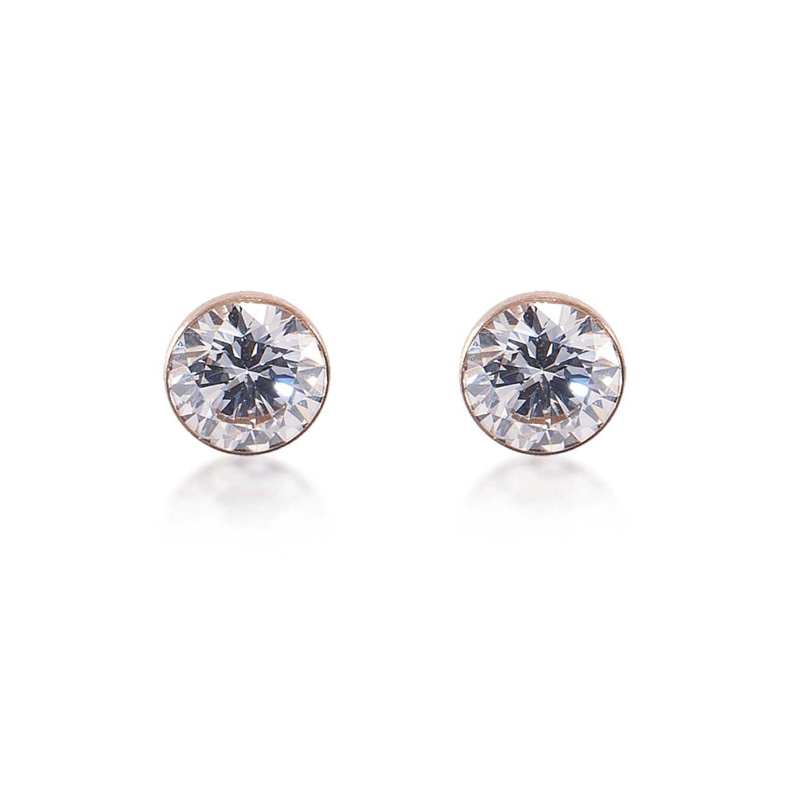 ER201RG B.Tiff Rose Gold 2 ct Solitaire Stud Earrings - PBNJ FASHIONS