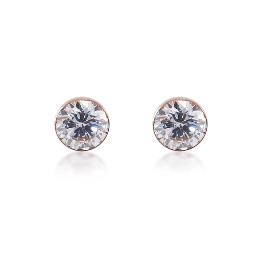 ER201RG B.Tiff Rose Gold 2 ct Solitaire Stud Earrings - PBNJ FASHIONS
