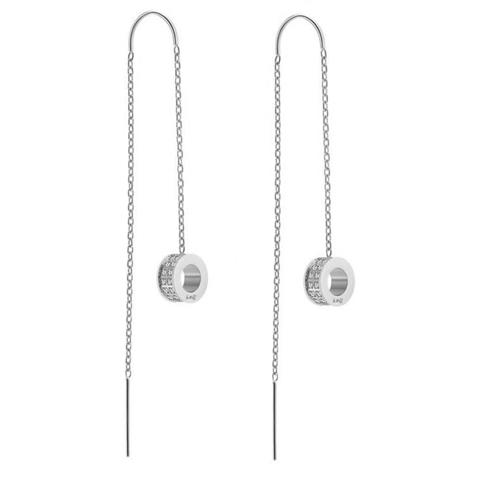 ER228W B.Tiff Thread Dangling Pavé Circle Earrings - PBNJ FASHIONS