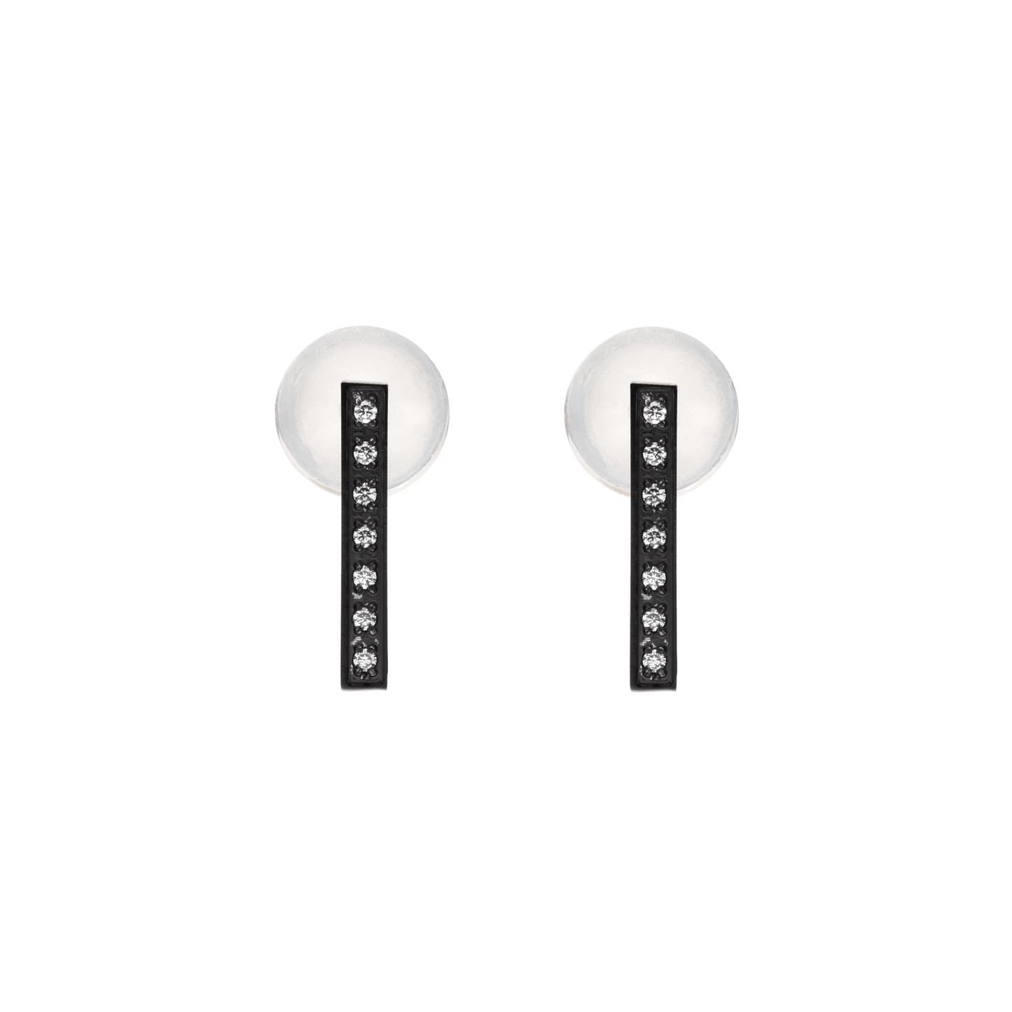 ER246B B.Tiff Black Pavé L - Bar Earrings - PBNJ FASHIONS