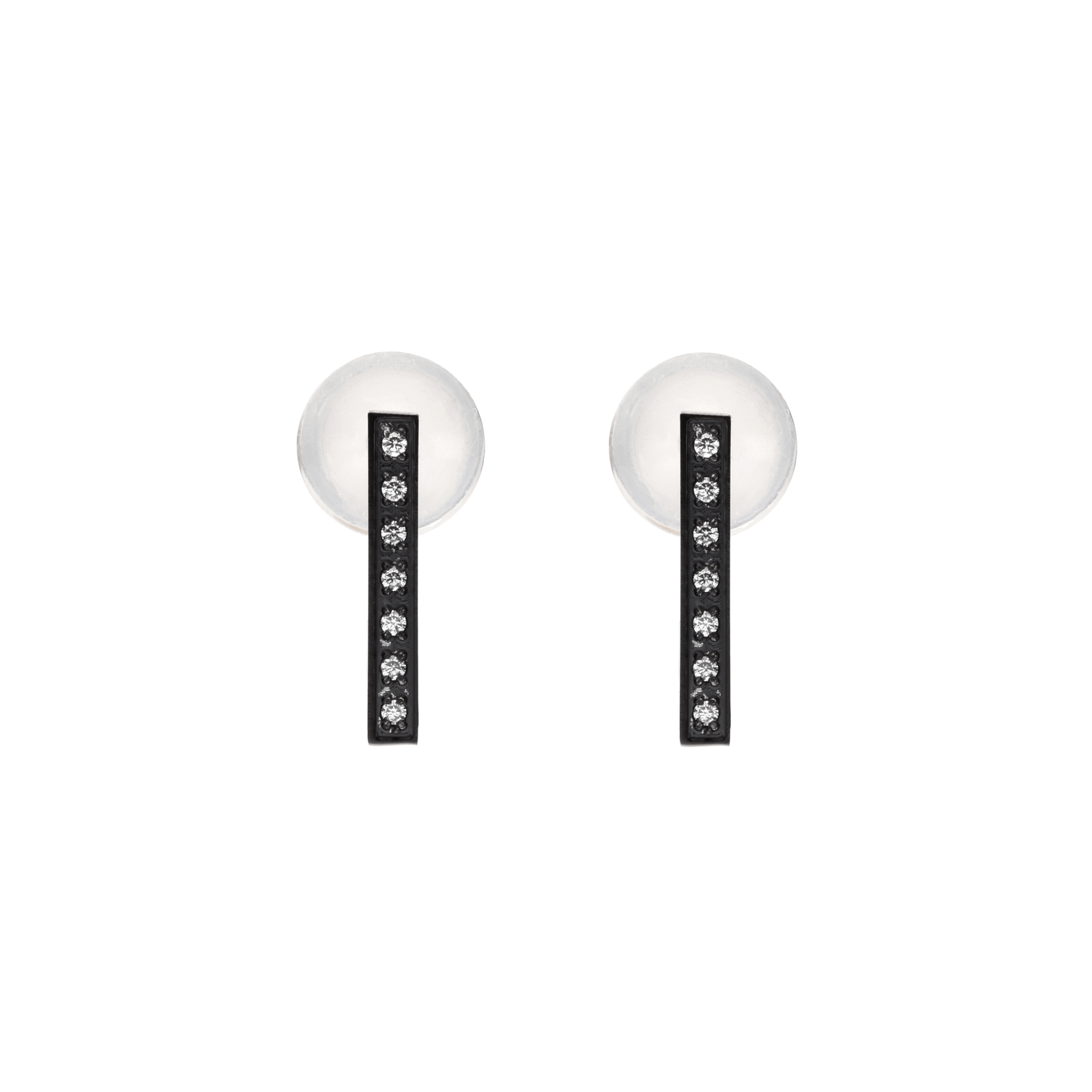 ER246B B.Tiff Black Pavé L - Bar Earrings - PBNJ FASHIONS