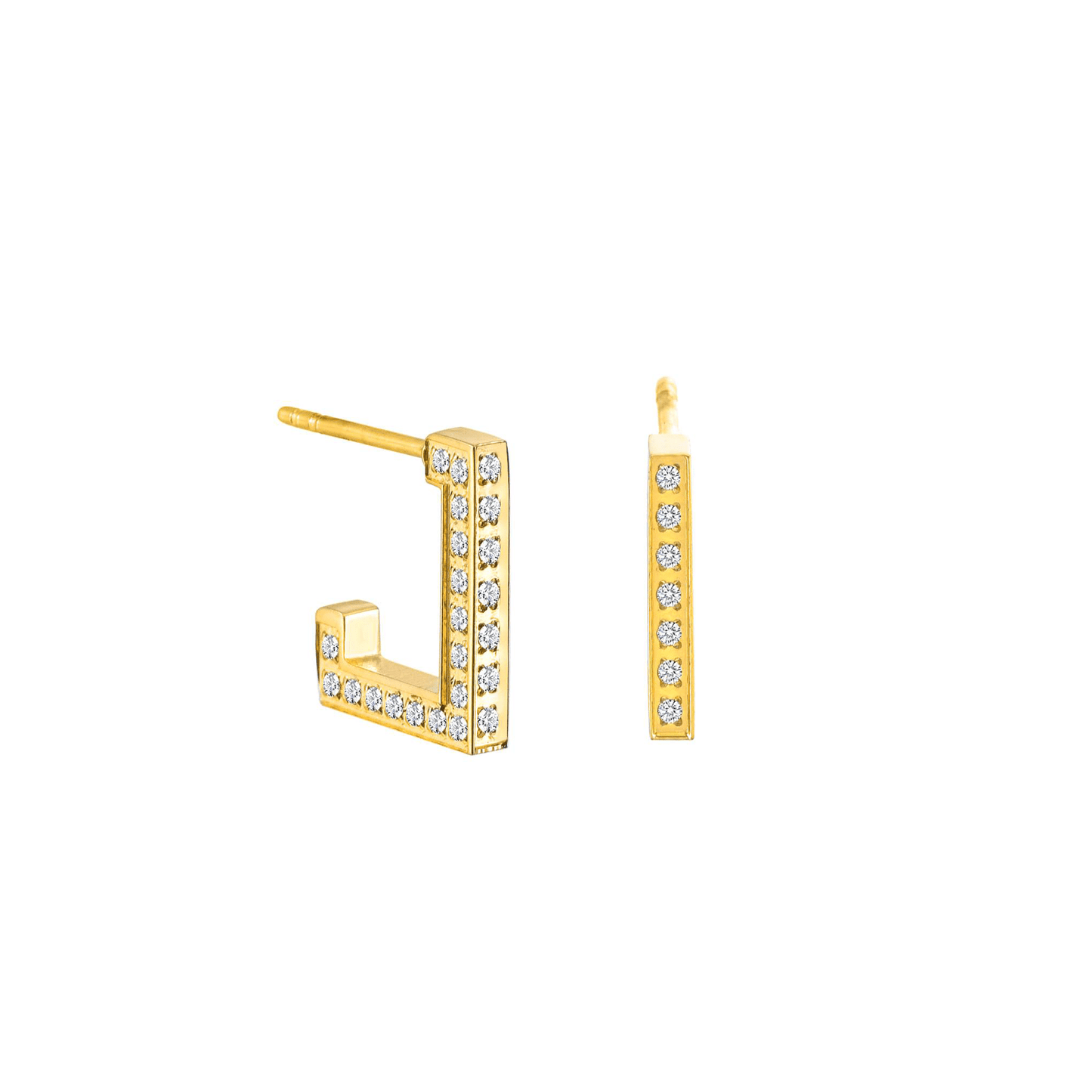 ER246G B.Tiff Gold Pavé L - Bar Earrings - PBNJ FASHIONS