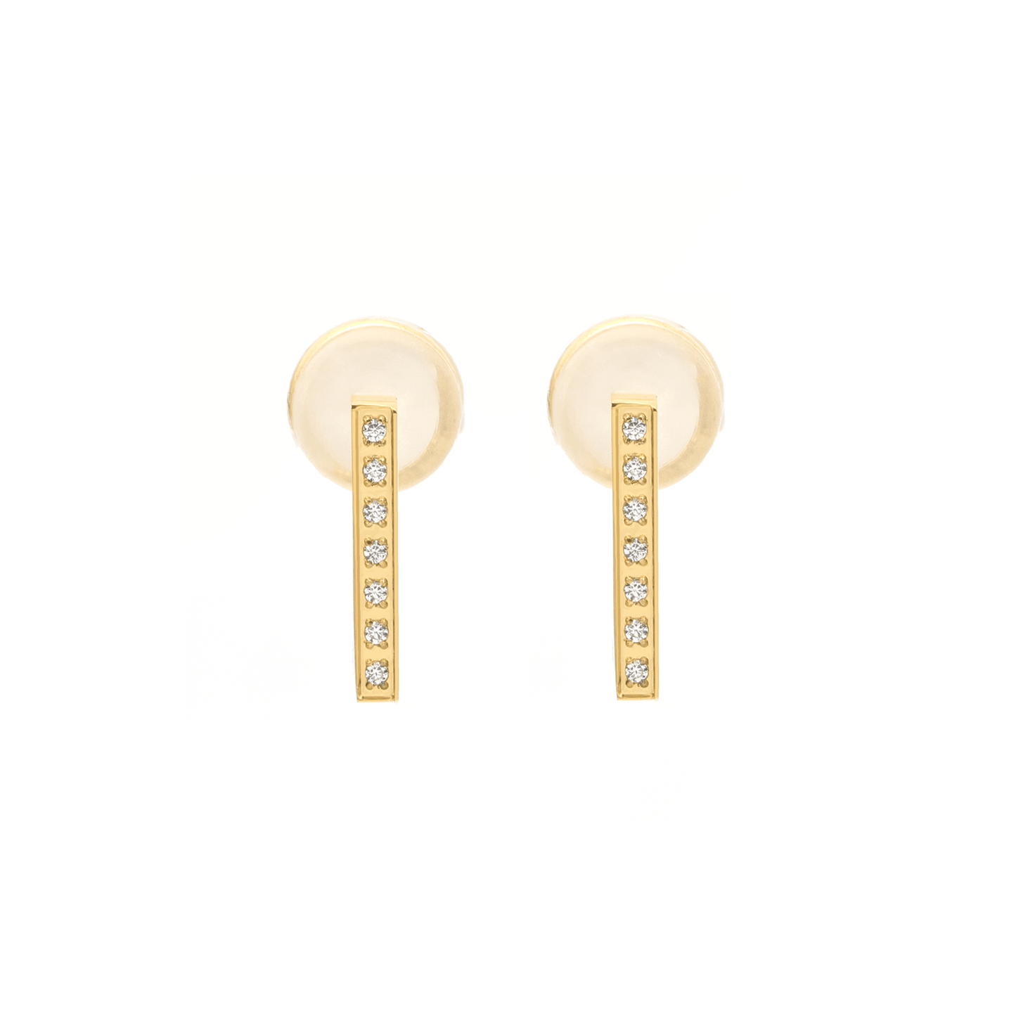 ER246G B.Tiff Gold Pavé L - Bar Earrings - PBNJ FASHIONS