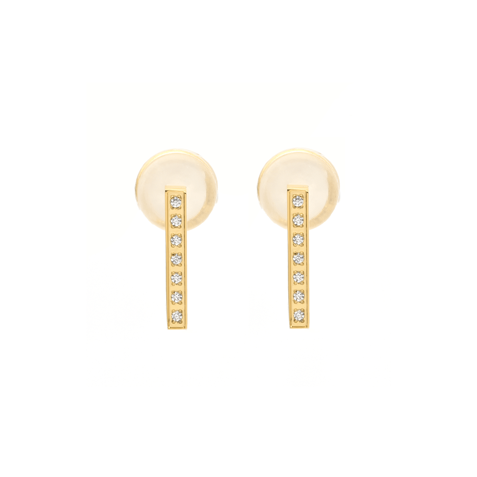 ER246G B.Tiff Gold Pavé L - Bar Earrings - PBNJ FASHIONS