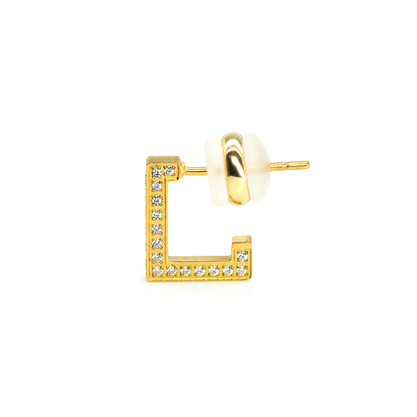 ER246G B.Tiff Gold Pavé L - Bar Earrings - PBNJ FASHIONS