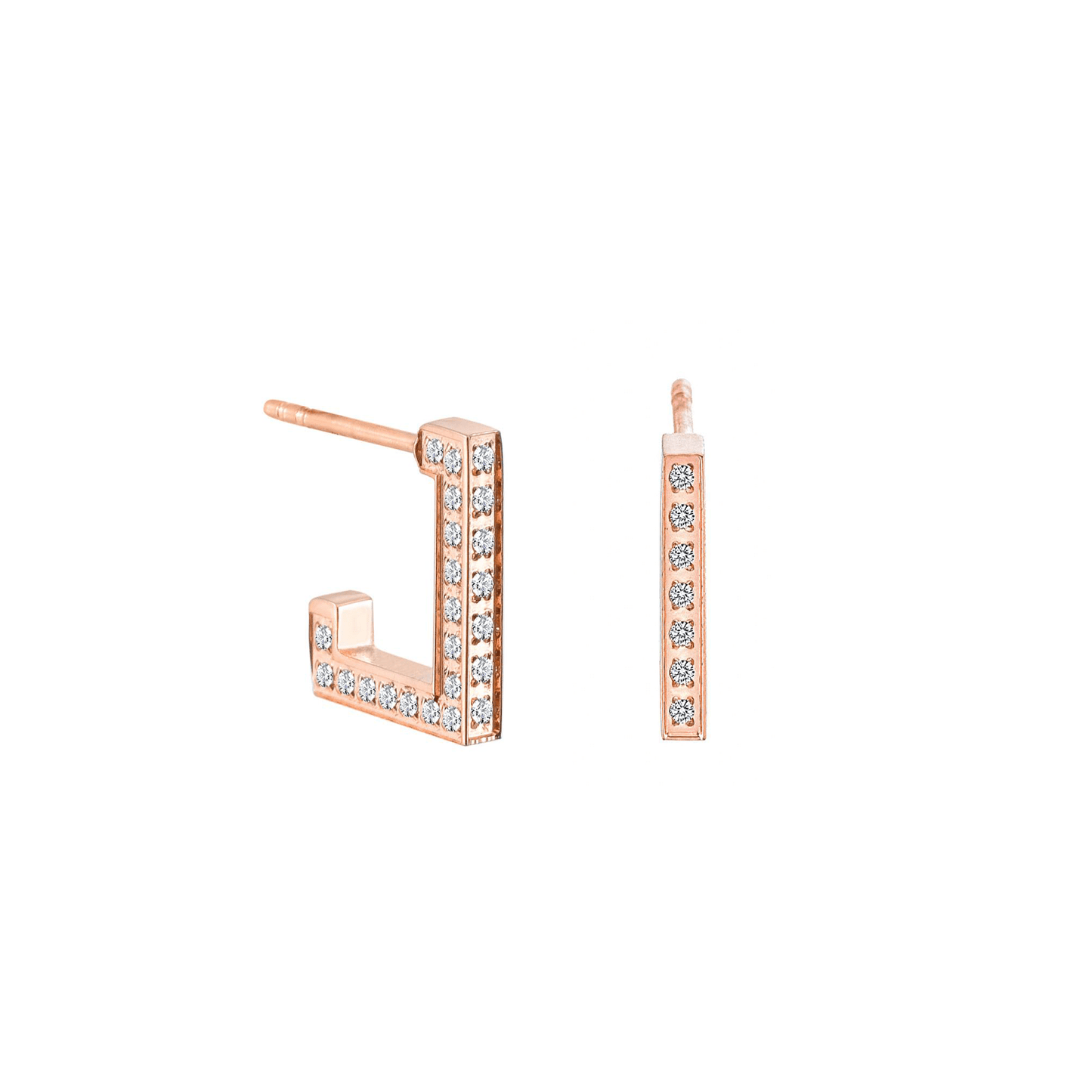 ER246RG B.Tiff Rose Gold Pavé L - Bar Earrings - PBNJ FASHIONS