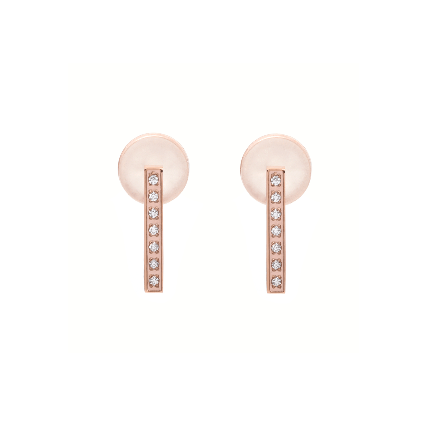 ER246RG B.Tiff Rose Gold Pavé L - Bar Earrings - PBNJ FASHIONS
