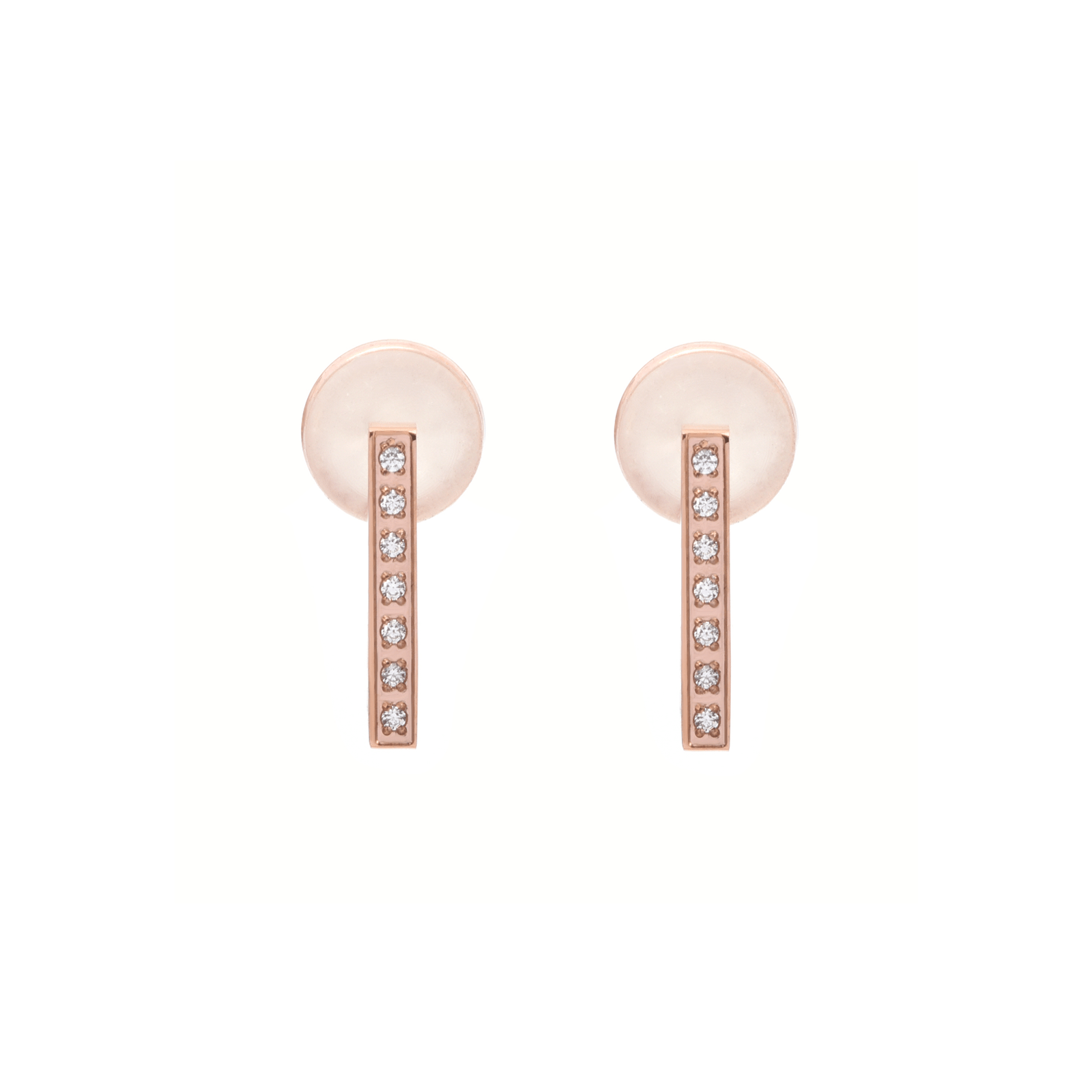 ER246RG B.Tiff Rose Gold Pavé L - Bar Earrings - PBNJ FASHIONS
