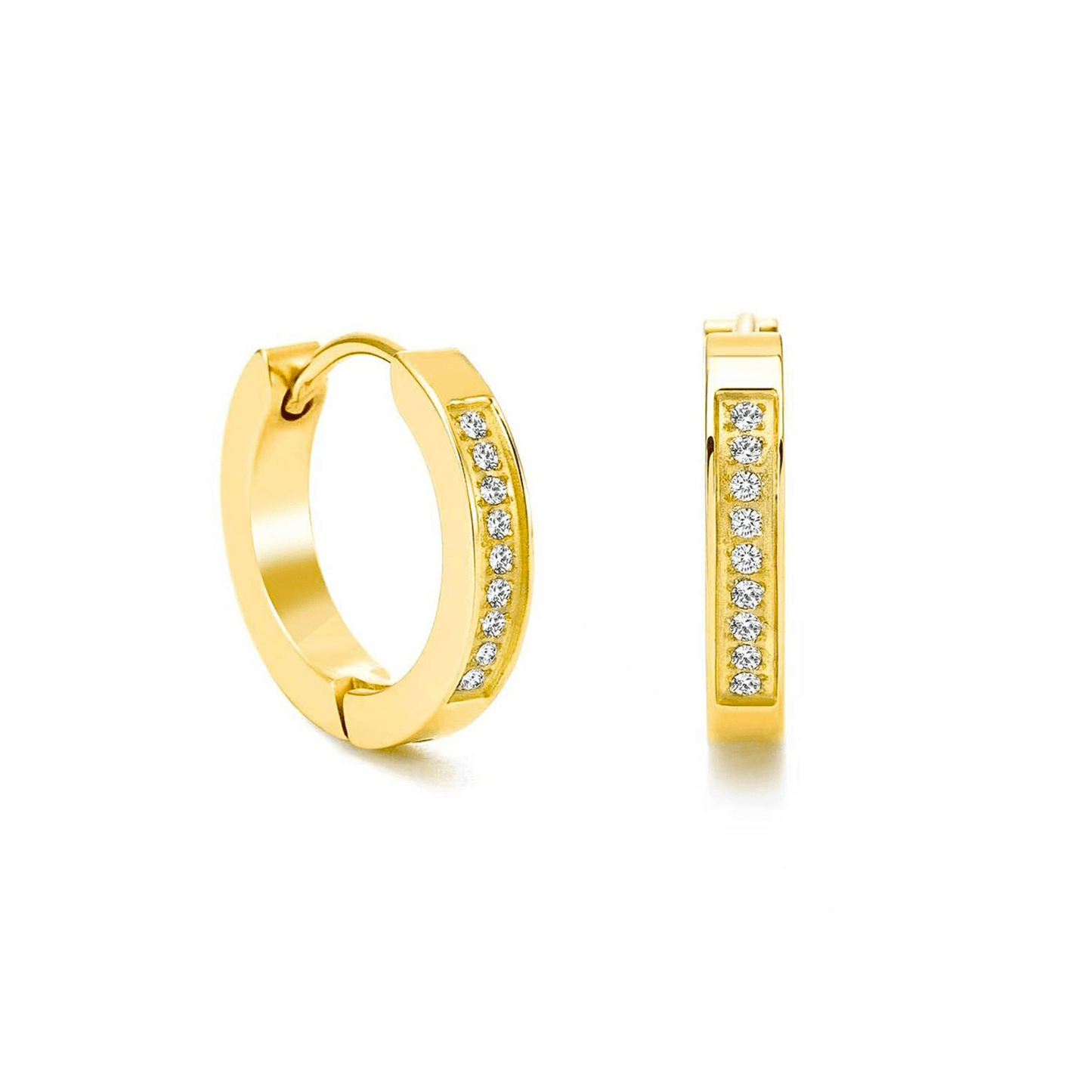 ER305G B.Tiff Gold Pavé 18 - Stone Hoop Earrings - PBNJ FASHIONS