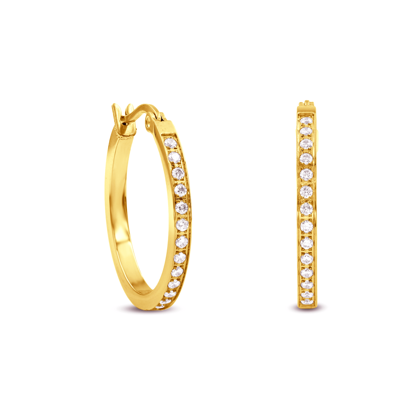 ER310G B.Tiff Gold Pavé 28 - Stone Classic Small Hoop Earrings - PBNJ FASHIONS
