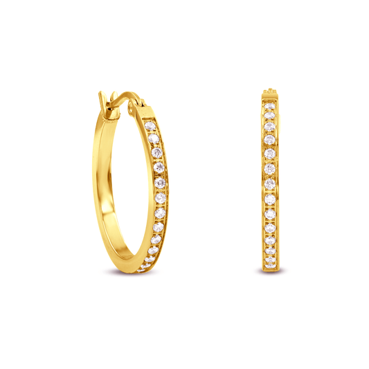 ER310G B.Tiff Gold Pavé 28 - Stone Classic Small Hoop Earrings - PBNJ FASHIONS