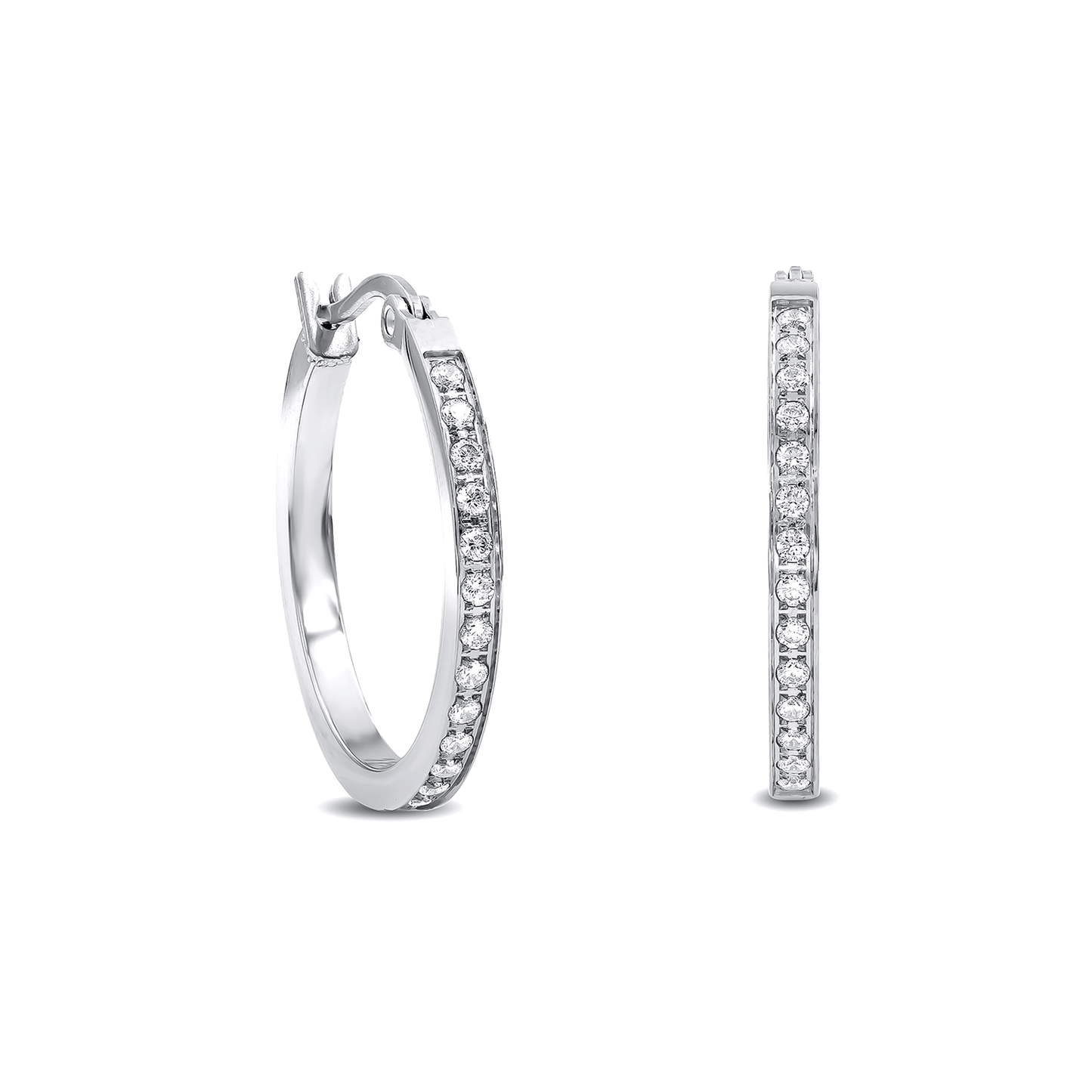 ER310W B.Tiff Pavé 28 - Stone Classic Small Hoop Earrings - PBNJ FASHIONS
